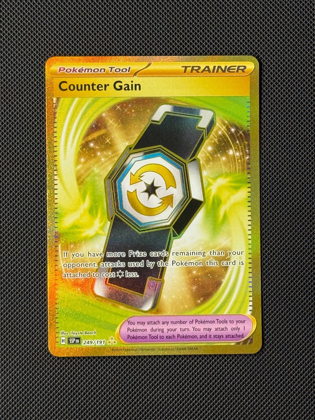 Counter Gain 249/191 Hyper Rare Pokémon Card Surging Sparks Gold NM0