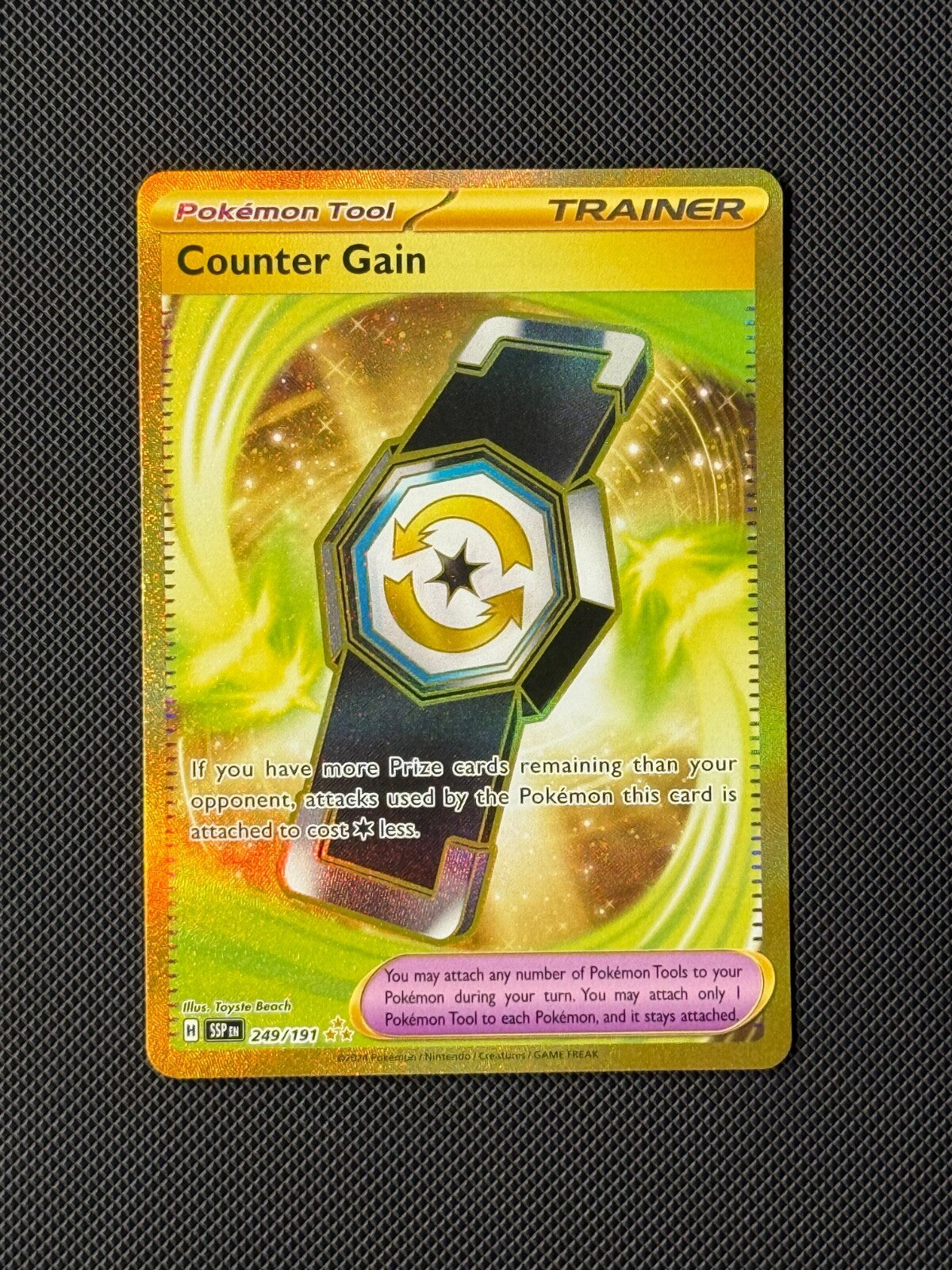 Counter Gain 249/191 Hyper Rare Pokémon Card Surging Sparks Gold NM0