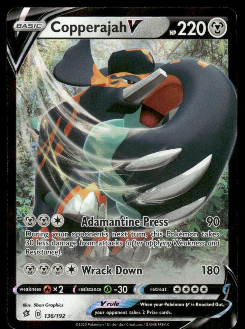 Pokemon Cards Copperajah V 136/192 Rebel Clash Holo Rare V NM *10