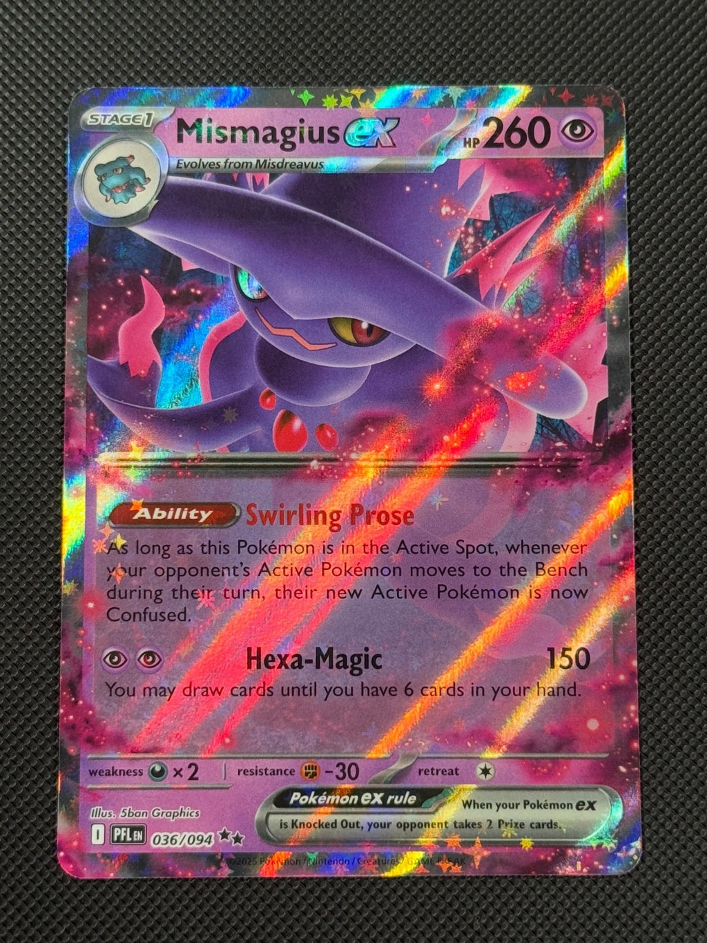 Mismagius ex 036/094 Pokémon Card Mega Phantasmal Flames Holo Rare *30