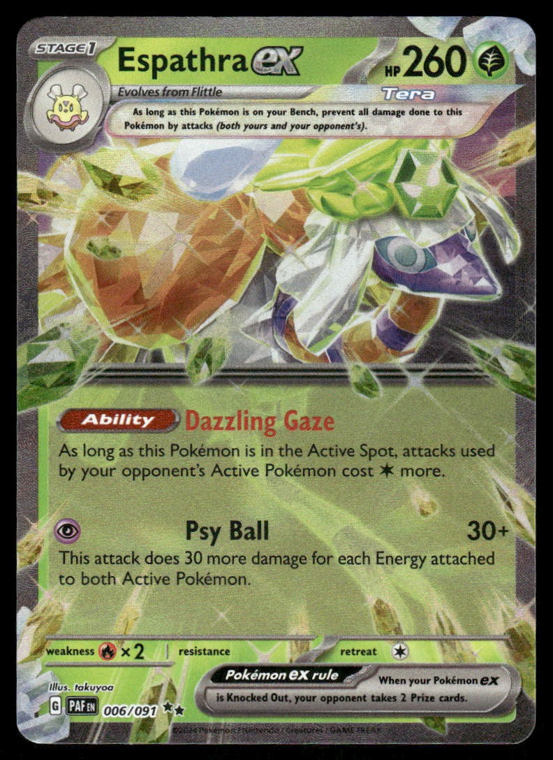 Pokemon Cards Espathra ex 006/091 Paldean Fates Double Rare NM0