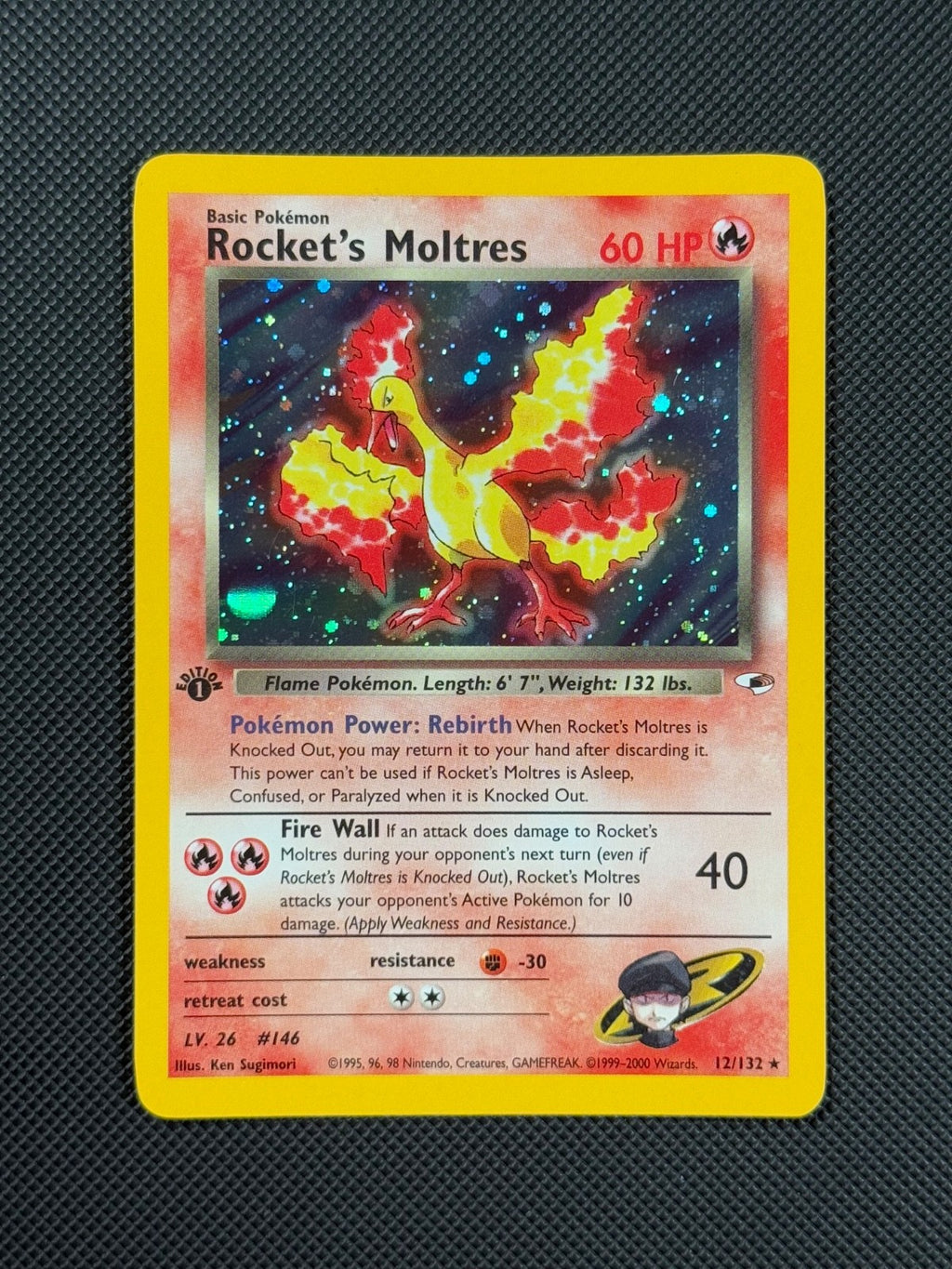 Pokémon Cards Rocket's Moltres 12/132 1ST EDITION Gym Heroes WOTC Holo Rare1