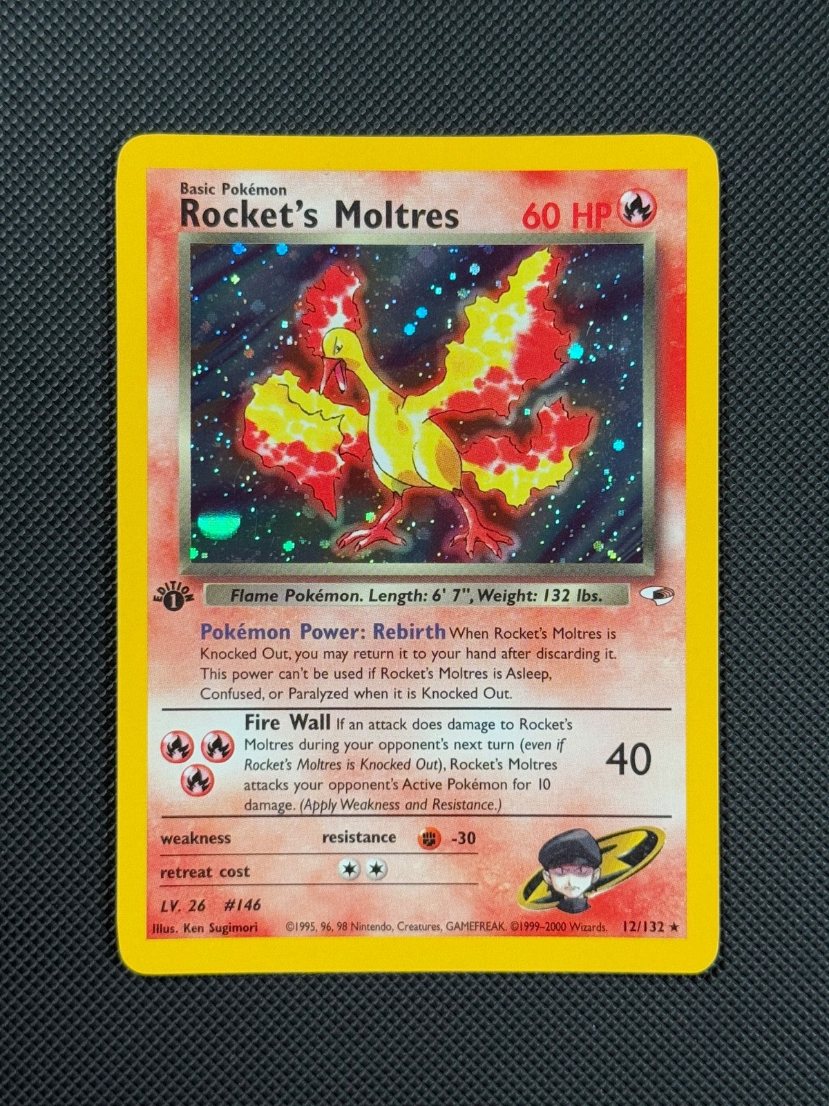 Pokémon Cards Rocket's Moltres 12/132 1ST EDITION Gym Heroes WOTC Holo Rare1