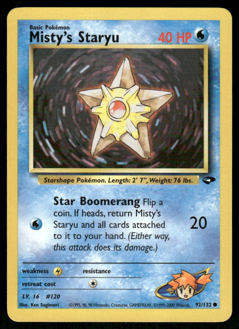 Pokemon Cards Misty's Staryu 92/132 UNLIMITED Gym Challenge WOTC Common NM0