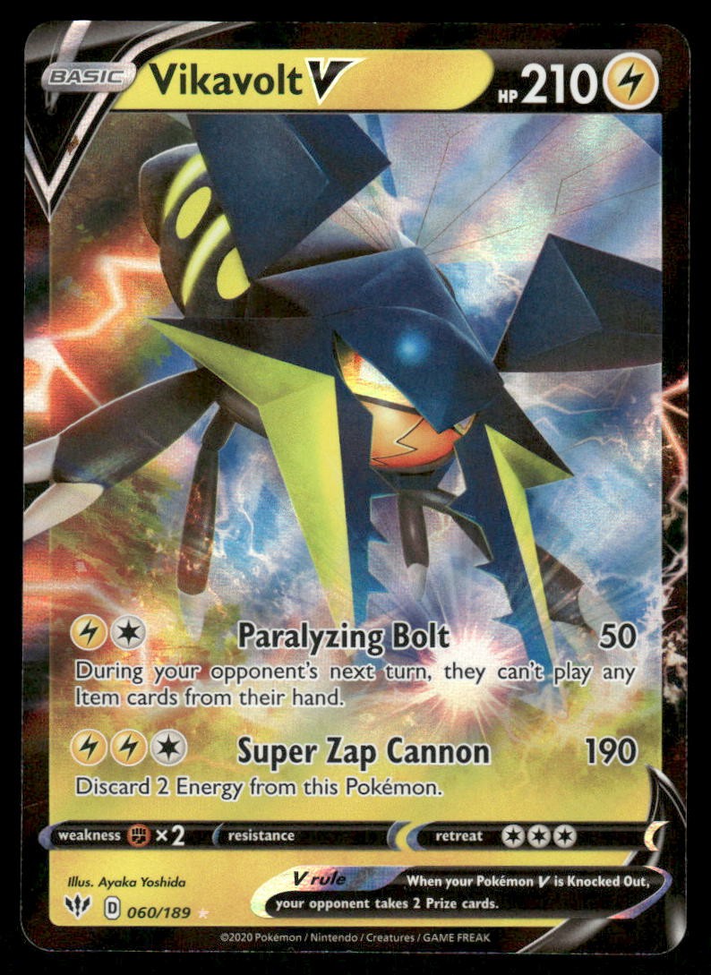 Pokemon Cards Vikavolt V 060/189 Darkness Ablaze Holo Rare V NM0
