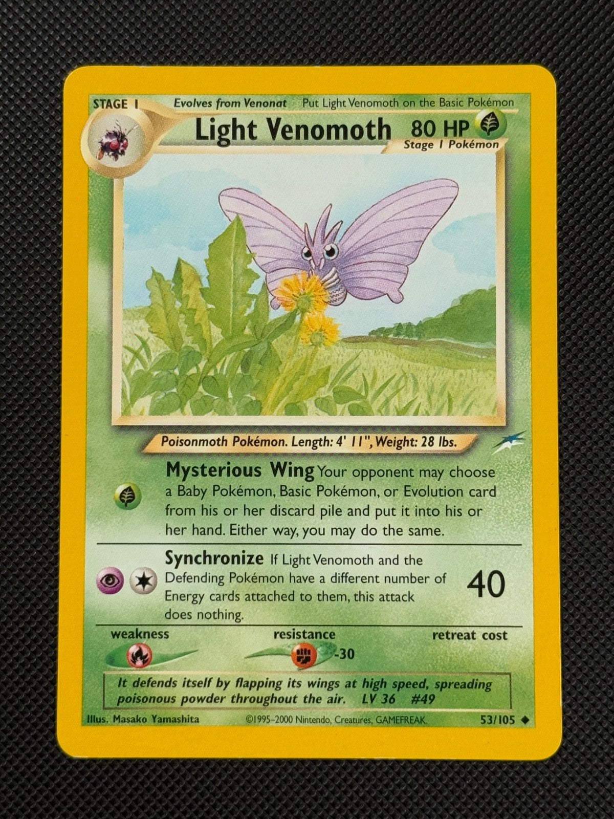 Light Venomoth 53/105 REGULAR Pokémon Card WOTC Neo Destiny Unlimited Uncommon0