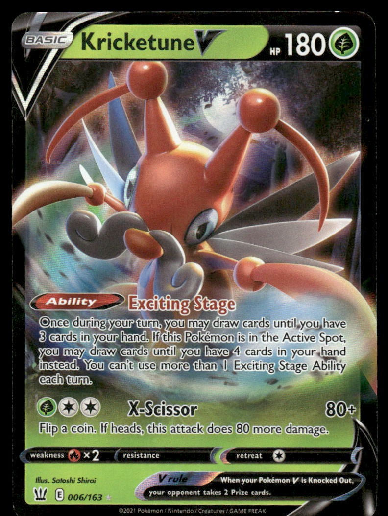 Pokemon Cards Kricketune V 006/163 Battle Styles Holo Rare V NM *20