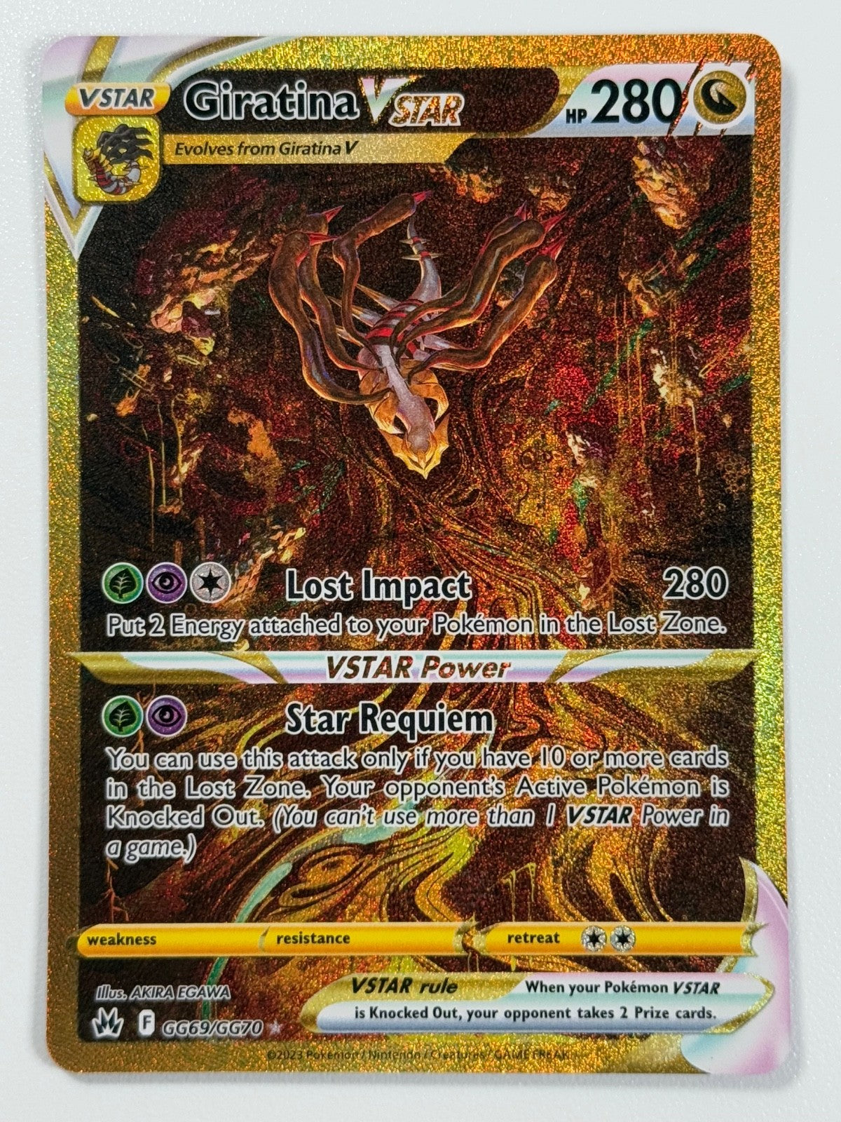 Pokémon Cards Giratina VSTAR GG69/GG70 Crown Zenith Sword & Shield Gold Holo0