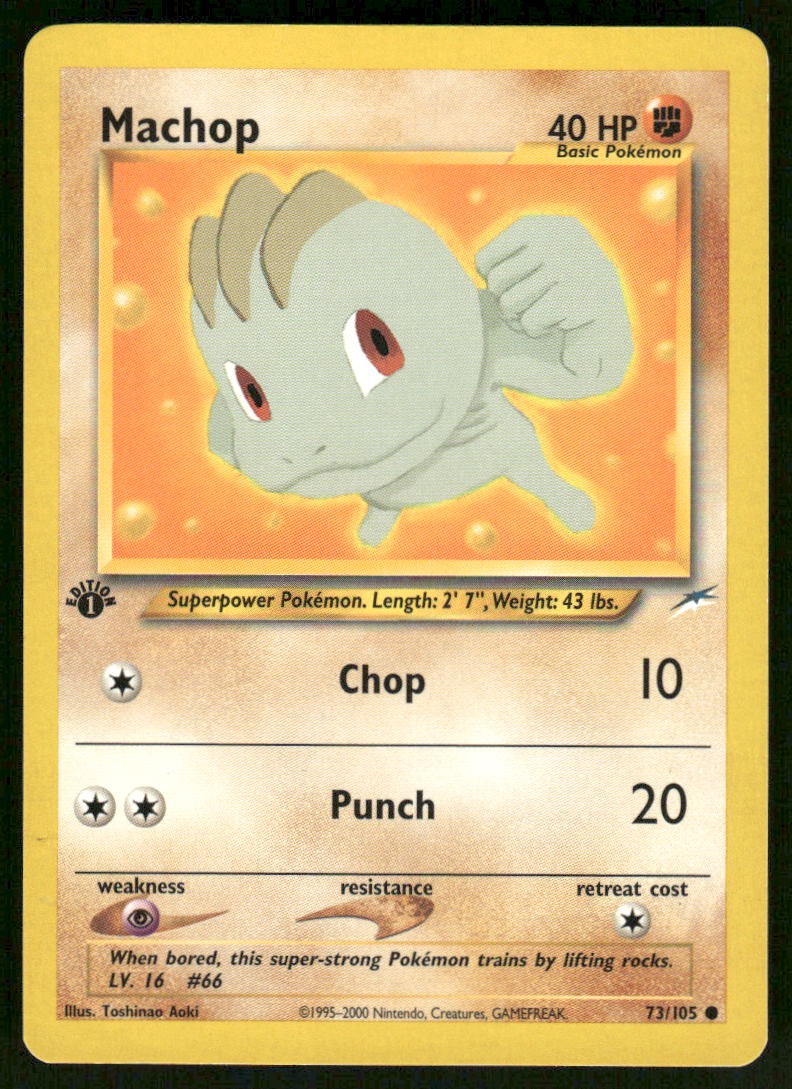 Pokemon Cards Machop 73/105 1ST EDITION Neo Destiny WOTC Common NM0