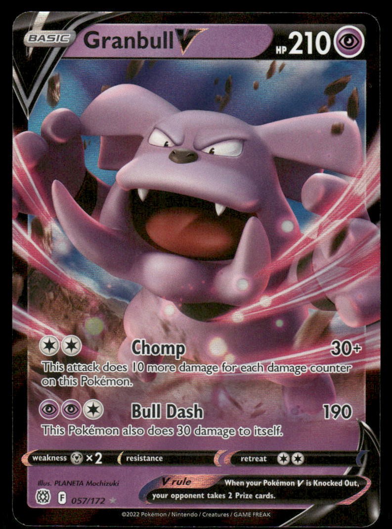 Pokemon Cards Granbull V 057/172 Brilliant Stars Holo Rare V NM0