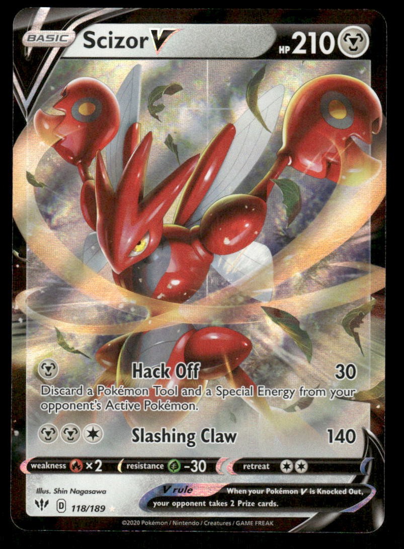 Pokemon Cards Scizor V 118/189 Darkness Ablaze Holo Rare V NM0