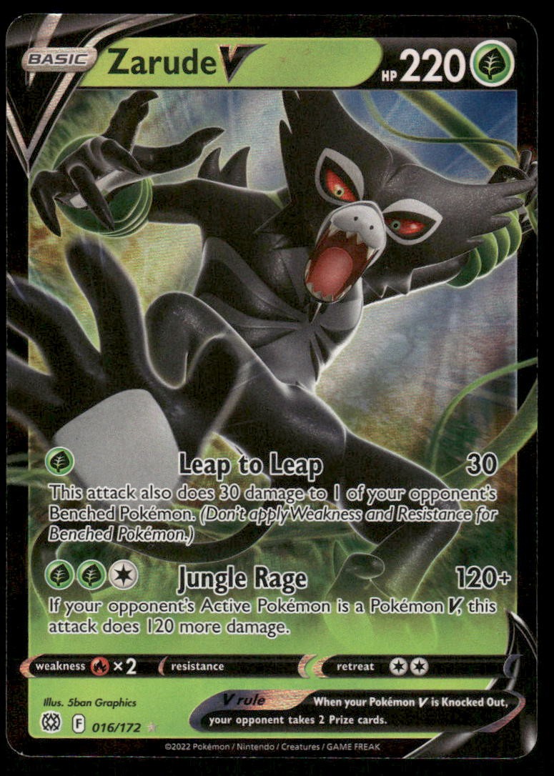Pokemon Cards Zarude V 016/172 Brilliant Stars Holo Rare V NM *20