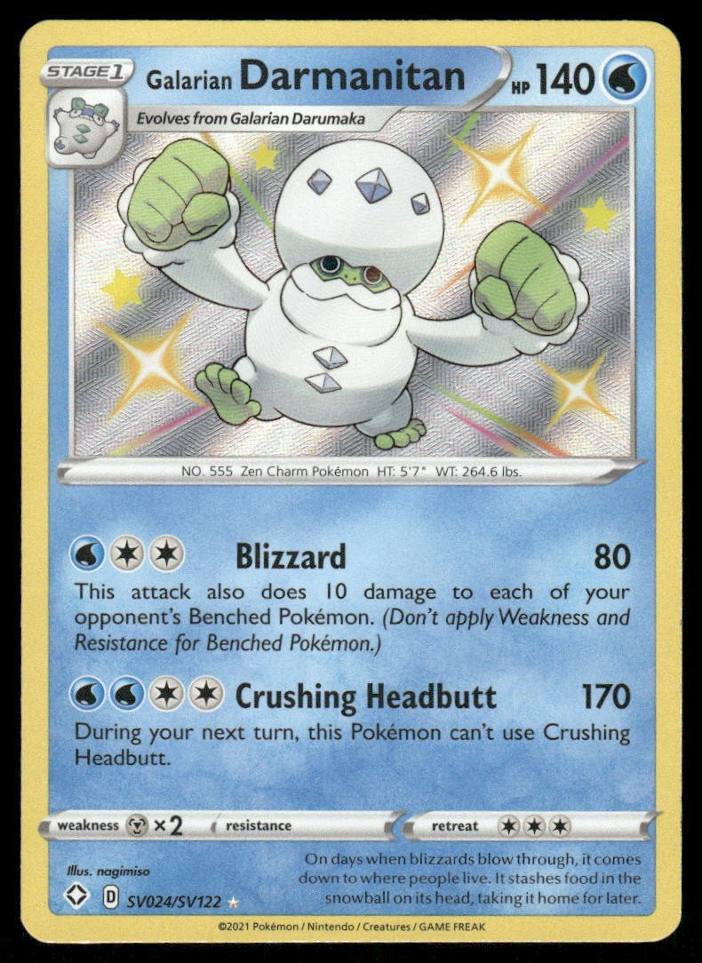 Pokemon Cards Galarian Darmanitan SV024/SV122 Shining Fates Shiny Vault NM0