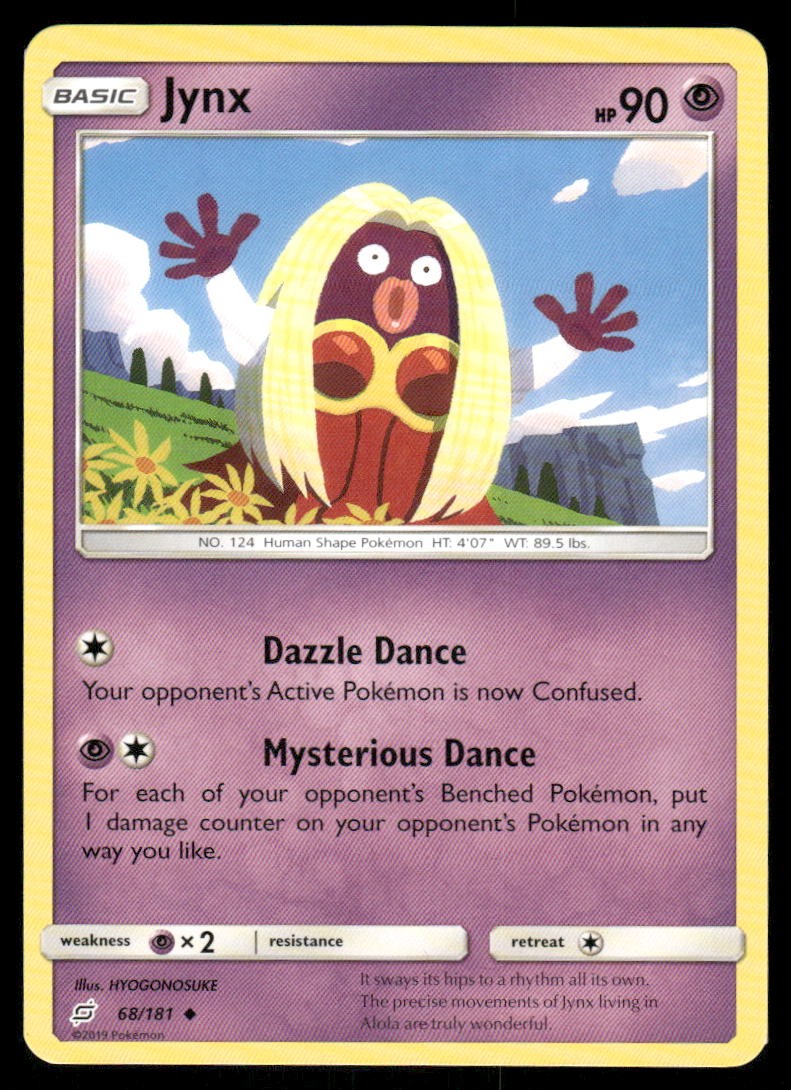 Pokemon Cards Jynx 68/181 Team Up Sun & Moon Uncommon NM0