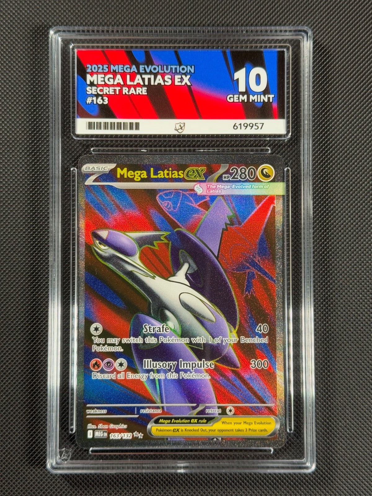ACE 10 Mega Latias ex 163/132 SECRET RARE Pokémon Card Mega Evolution GEM MINT0