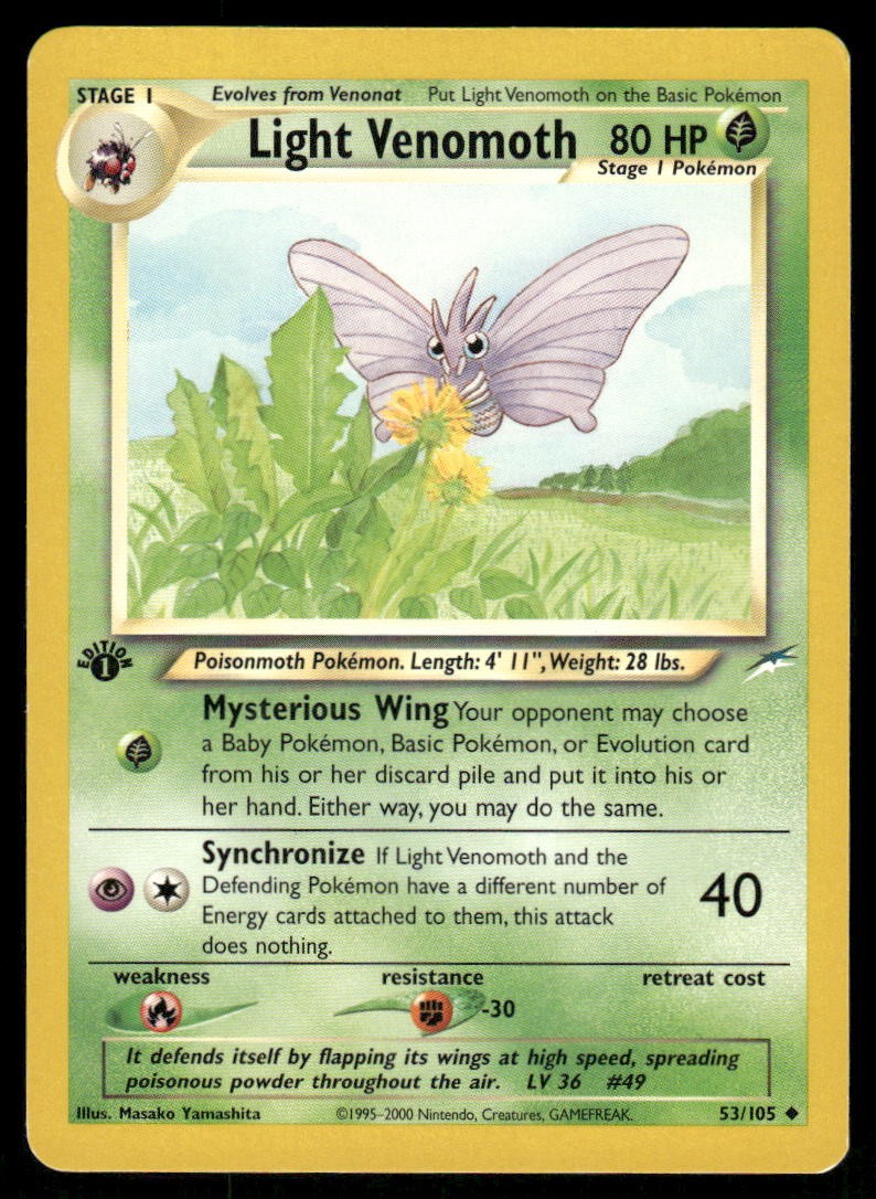 Pokemon Cards Light Venomoth 53/105 1st Edition Neo Destiny WOTC Uncommon LP0