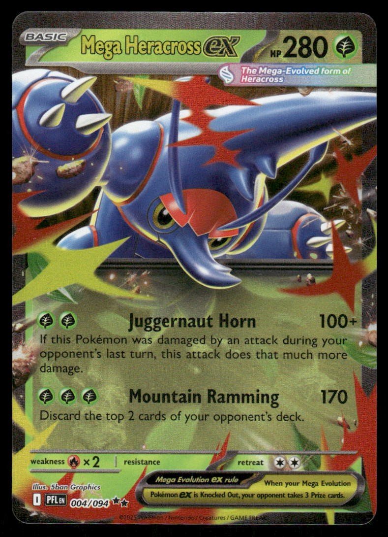 Pokemon Cards Mega Heracross ex 004/094 Phantasmal Flames Double Rare NM0