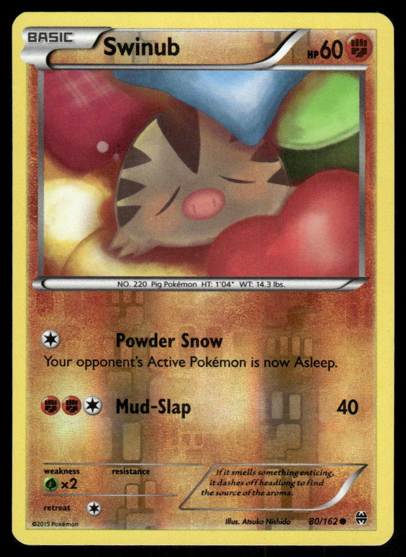Pokemon Cards Swinub 80/162 Reverse Holo BREAKthrough XY NM0