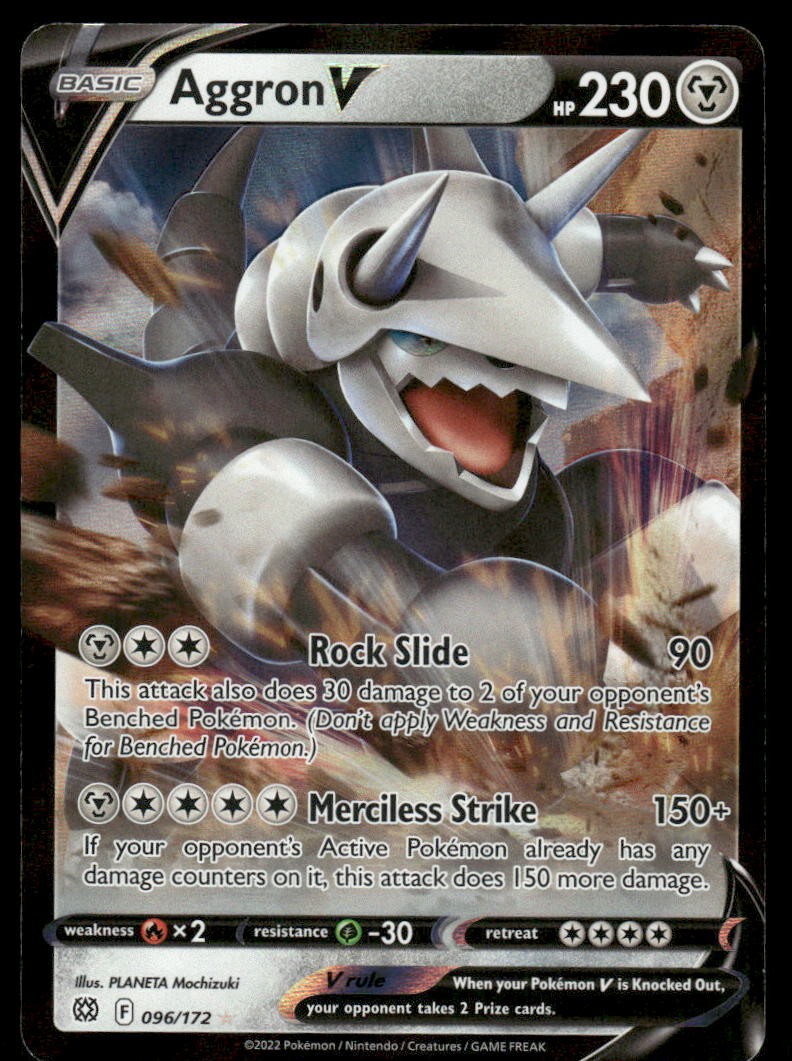 Pokemon Cards Aggron V 096/172 Brilliant Stars Holo Rare V NM0