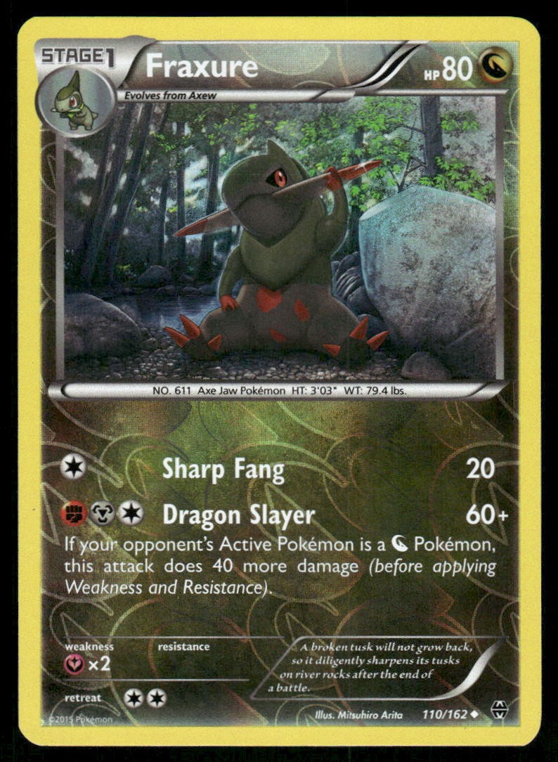 Pokemon Cards Fraxure 110/162 Reverse Holo BREAKthrough XY NM0
