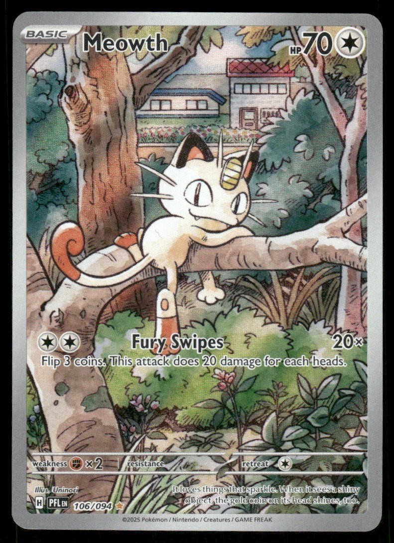 Pokemon Cards Meowth 106/094 Phantasmal Flames Illustration Rare NM *20