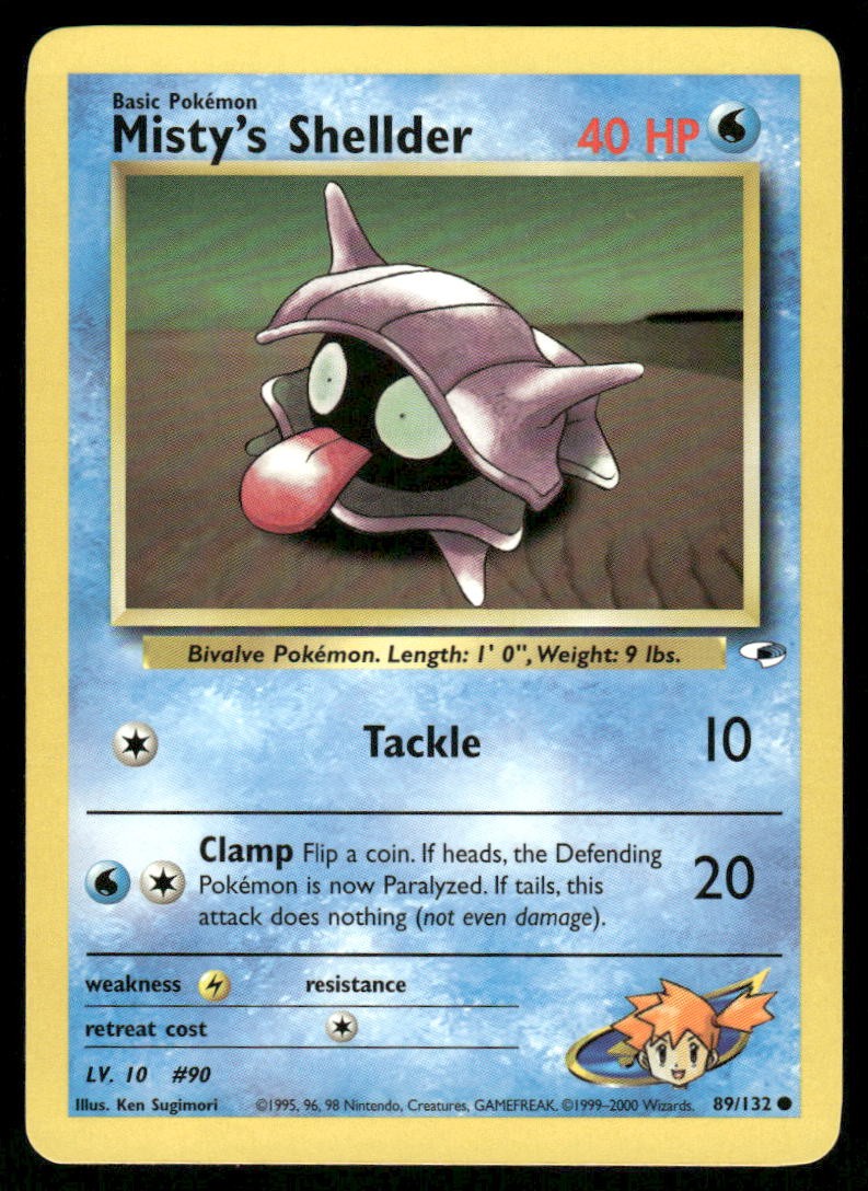 Pokemon Cards Misty's Shellder 89/132 UNLIMITED Gym Heroes WOTC Common NM0