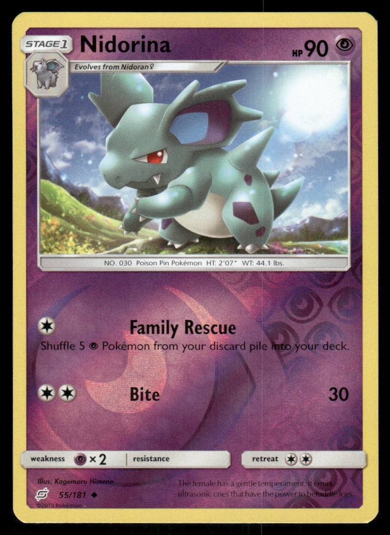 Pokemon Cards Nidorina 55/181 Reverse Holo Team Up Sun & Moon NM0