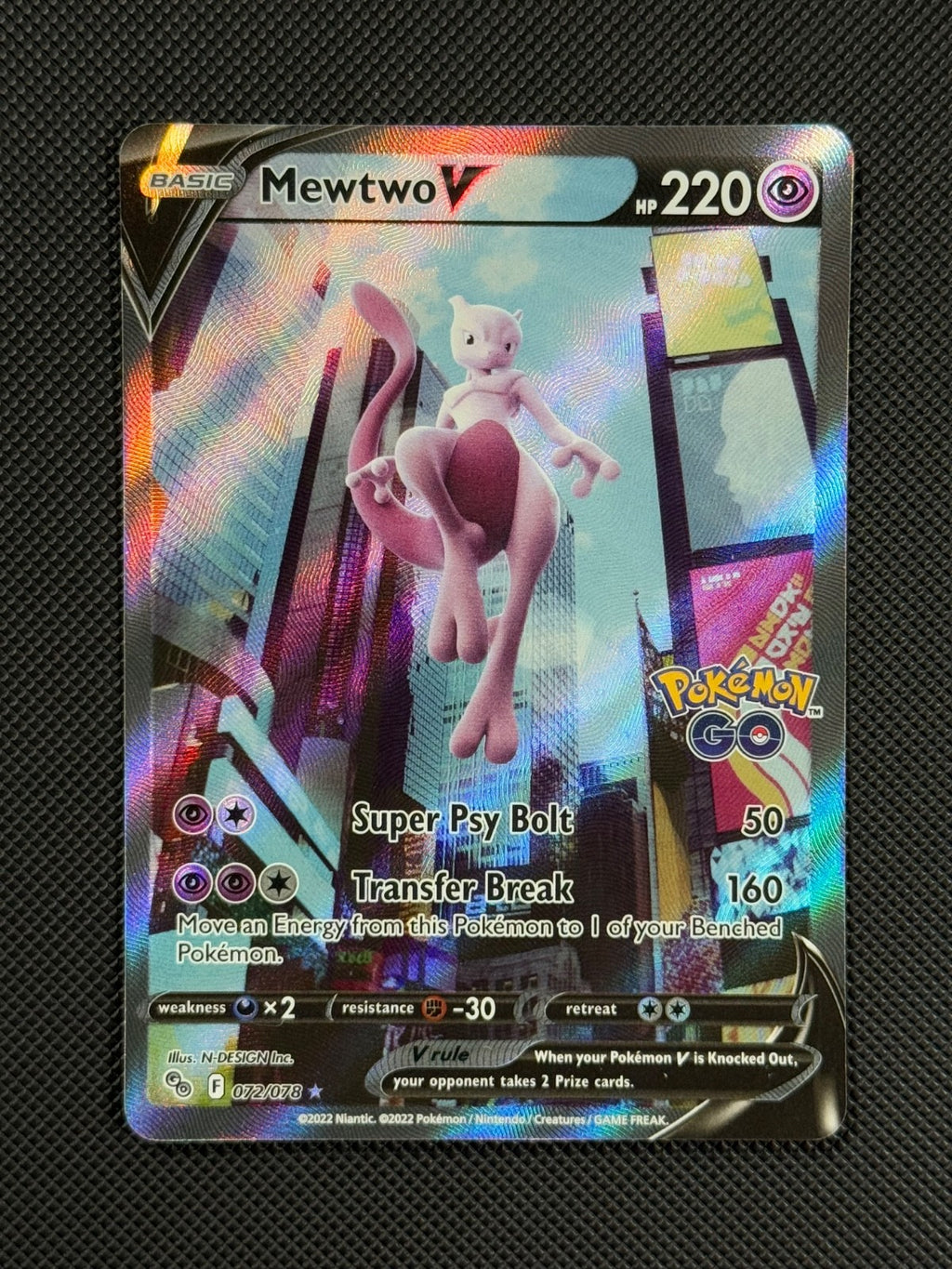 Pokémon Cards Mewtwo V 072/078 Pokemon Go Full Art Holo Rare1