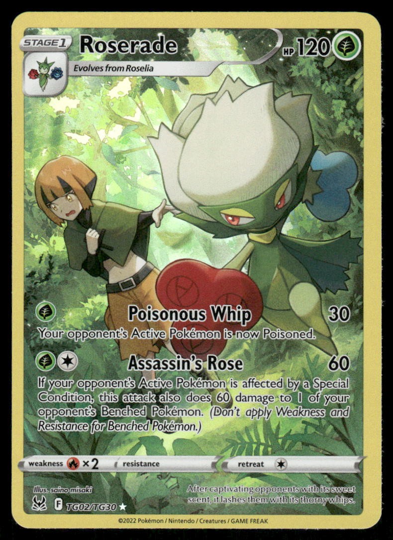Pokemon Cards Roserade TG02/TG30 Lost Origin Trainer Gallery Holo NM0
