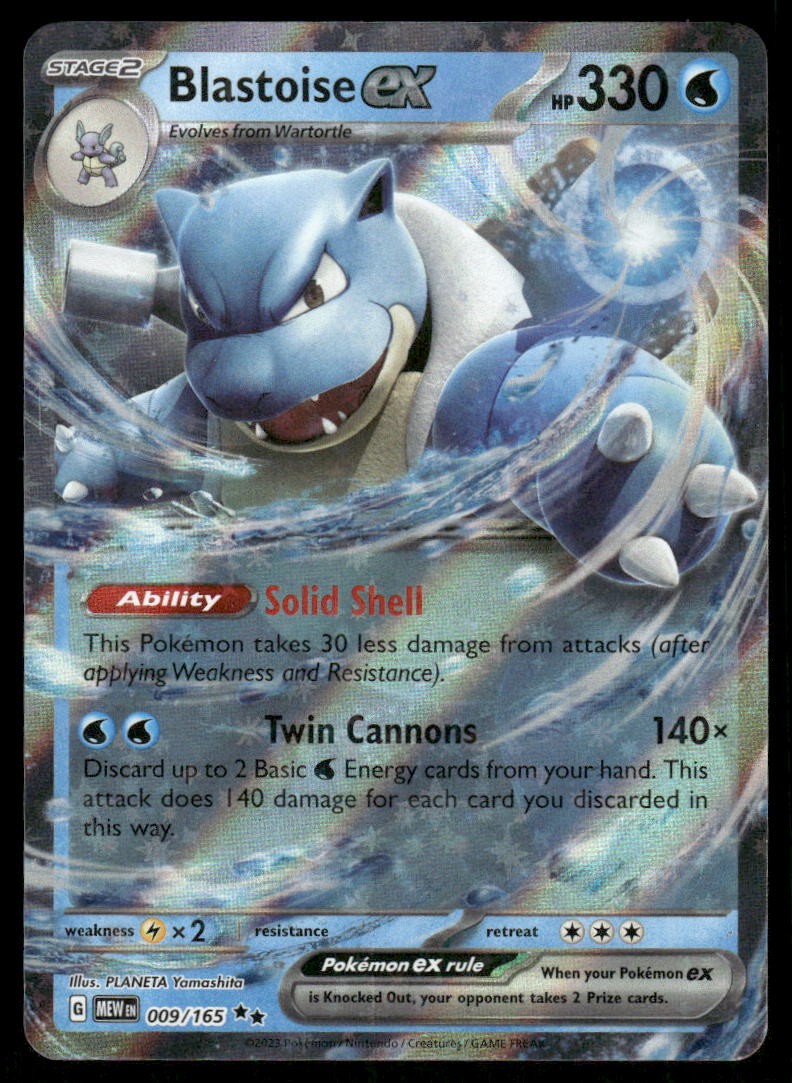 Pokemon Cards Blastoise ex 009/165 151 Double Rare NM *30