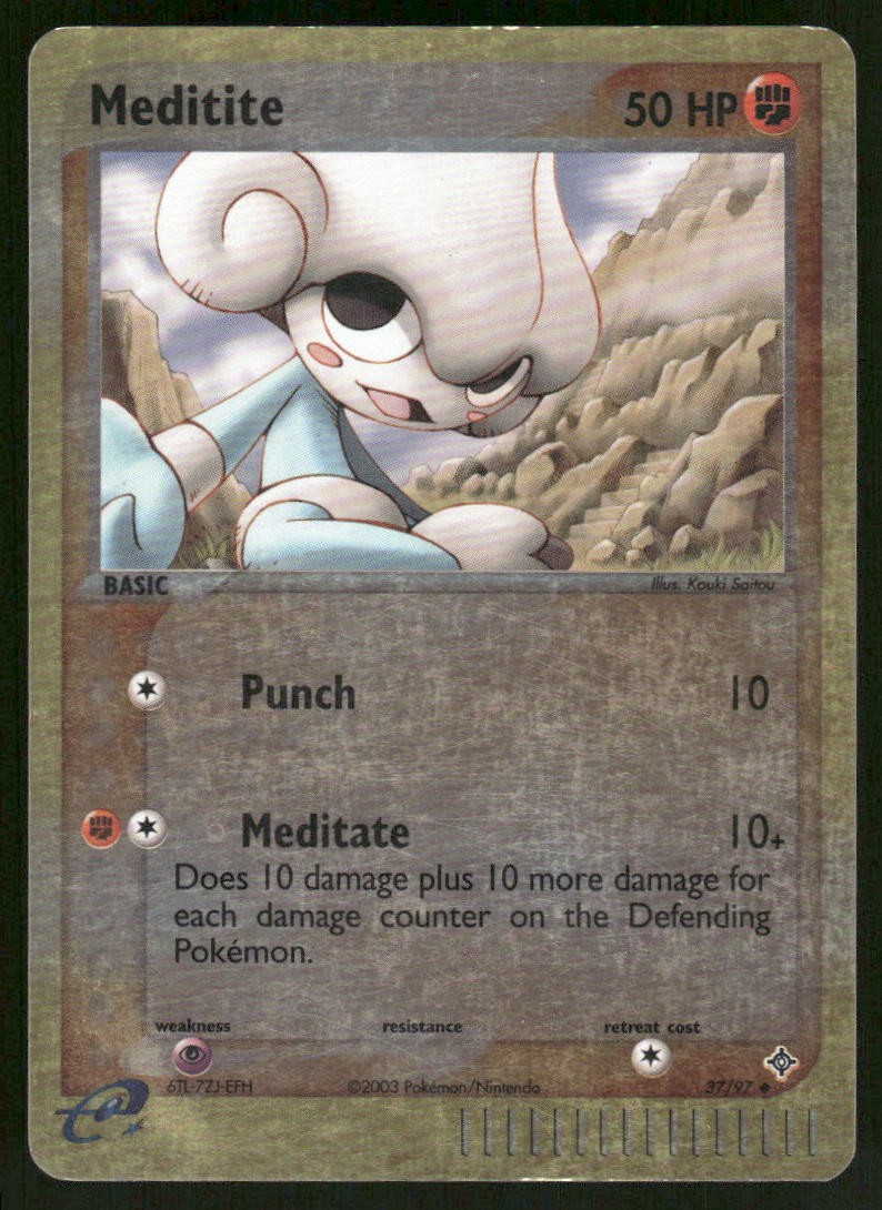 Pokemon Cards Meditite 37/97 Reverse Holo Dragon Uncommon LP0
