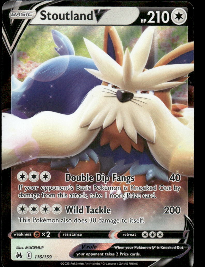 Pokemon Cards Stoutland V 116/159 Crown Zenith Holo Rare V NM *40