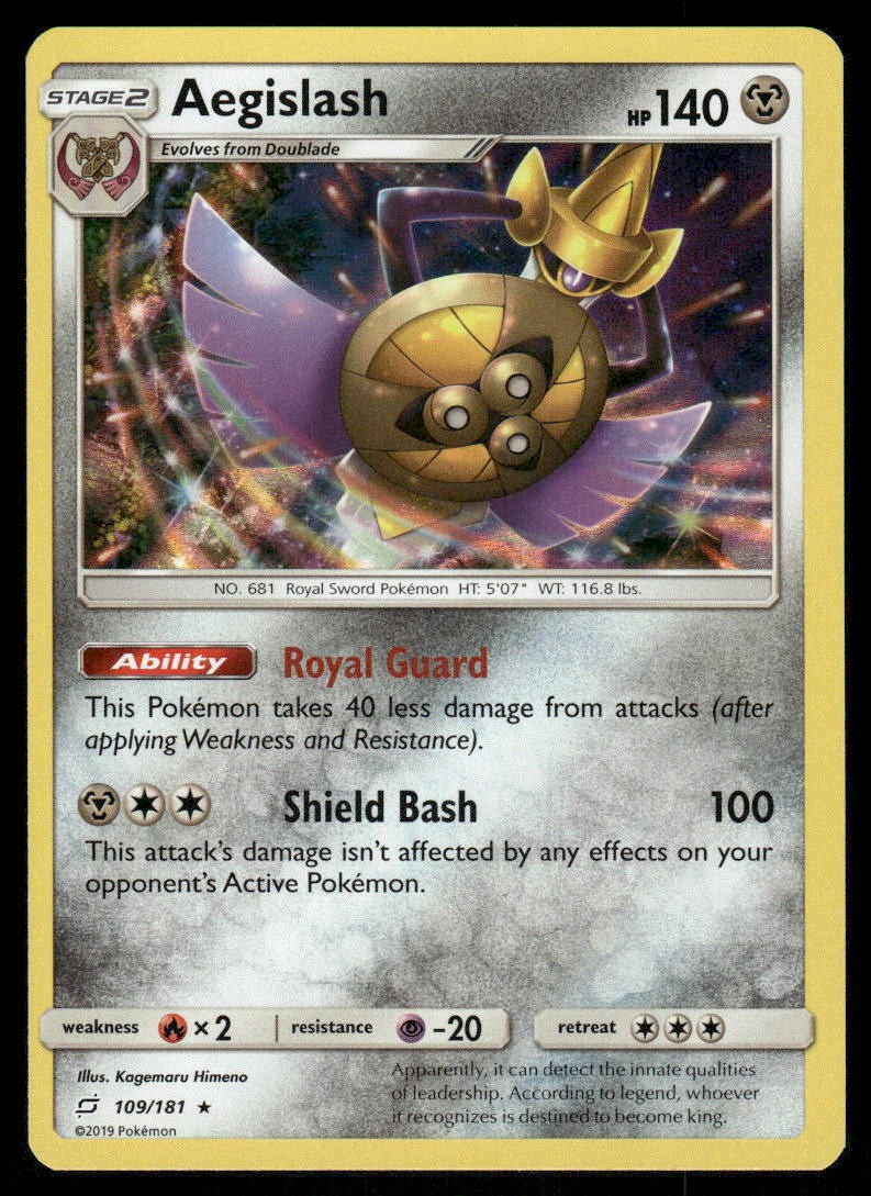 Pokemon Cards Aegislash 109/181 Team Up Sun & Moon Holo Rare NM0