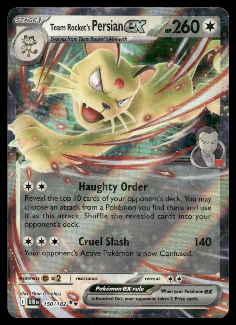 Pokemon Cards Team Rocket's Persian ex 150/182 Destined Rivals Double Rare NM0