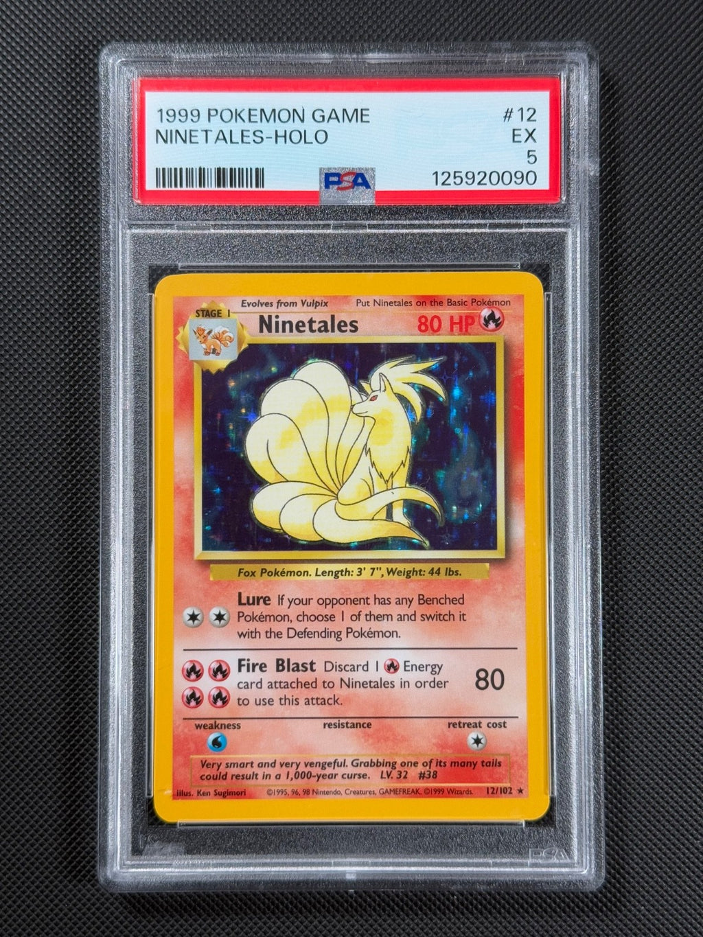 PSA 5 Ninetales 12/102 HOLO Pokémon Card WOTC Base Set Rare Holo EX0