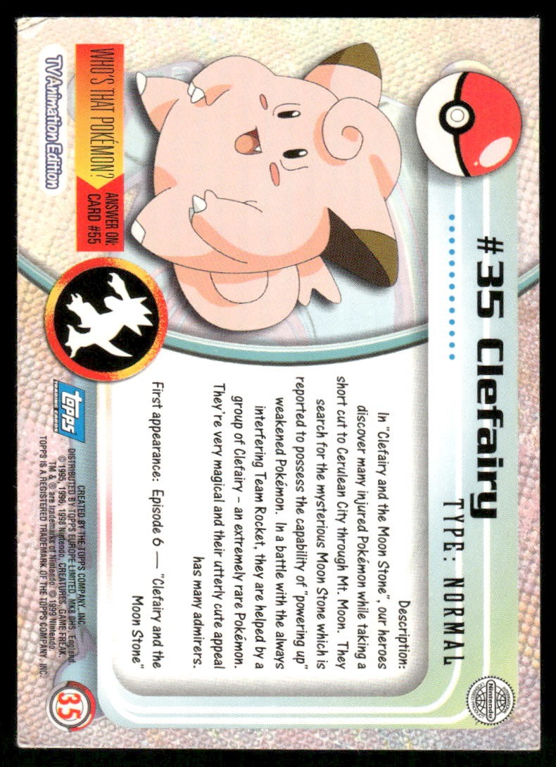 Pokemon Cards Clefairy #35 Topps Trading Cards Series 1 LP *11
