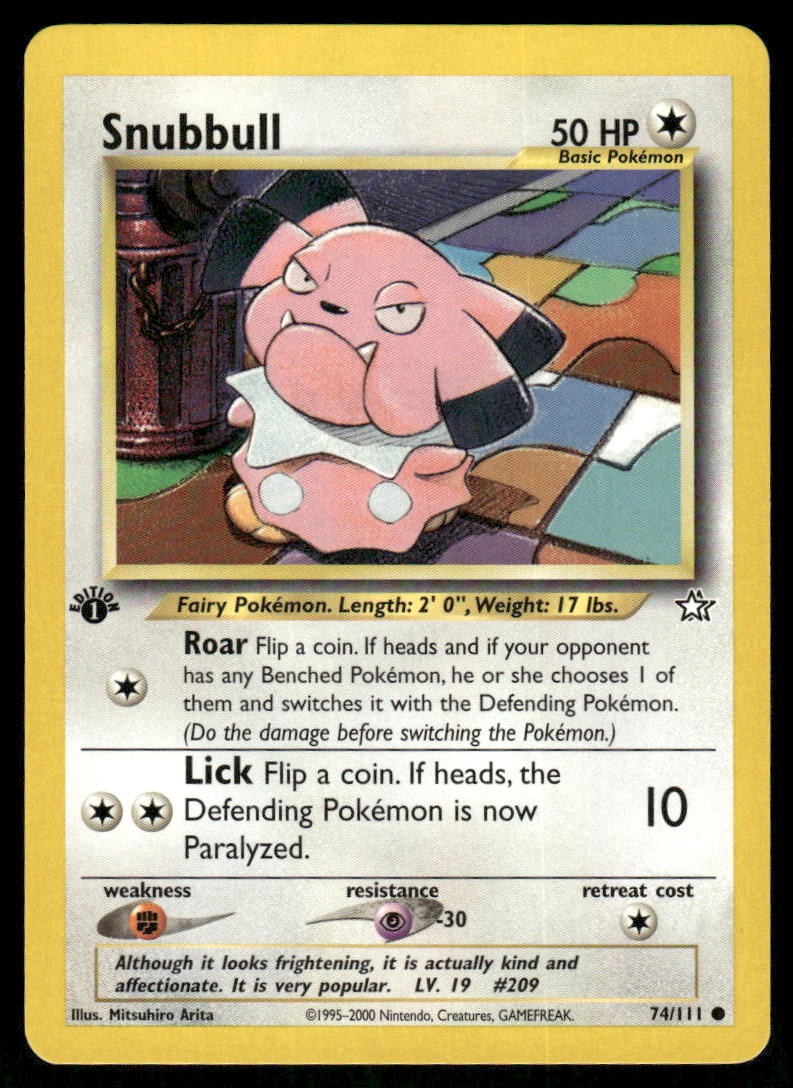 Pokemon Cards Snubbull 74/111 1ST EDITION Neo Genesis WOTC Common NM0