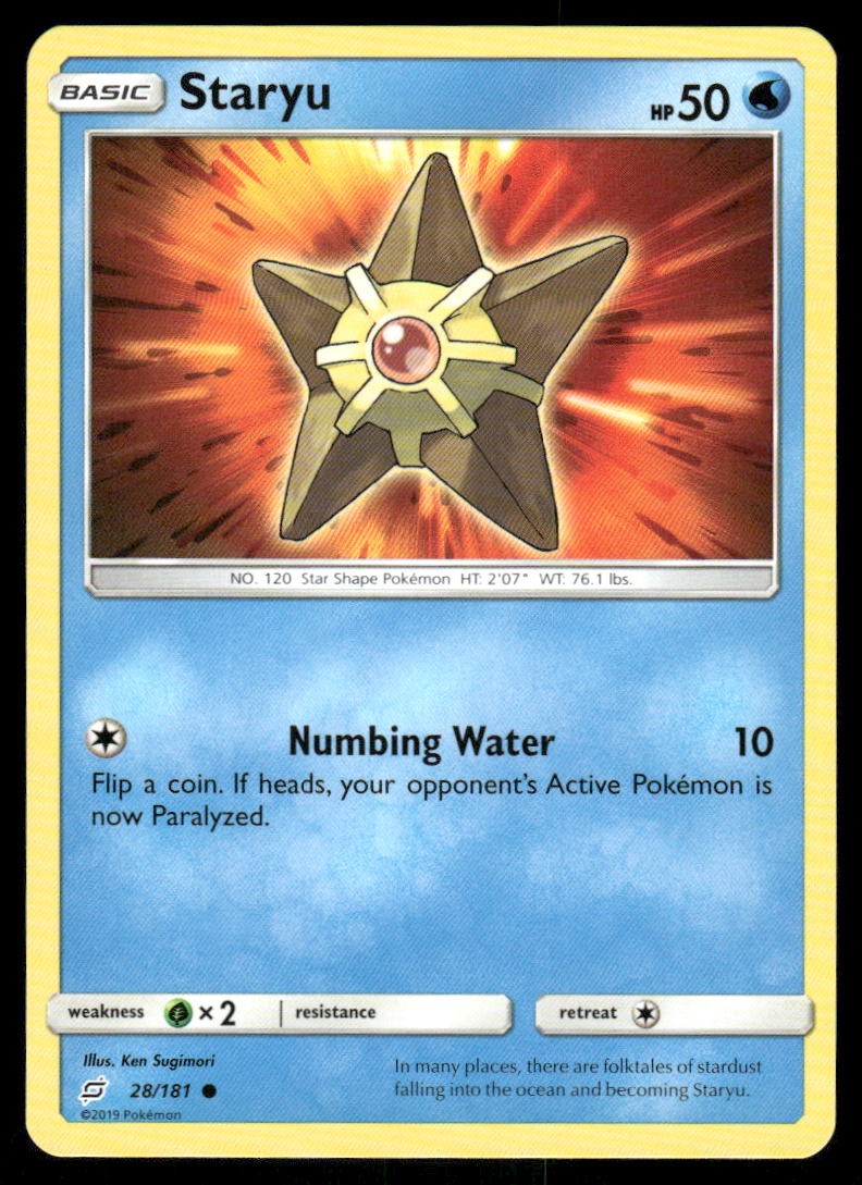 Pokemon Cards Staryu 28/181 Team Up Sun & Moon Common NM0