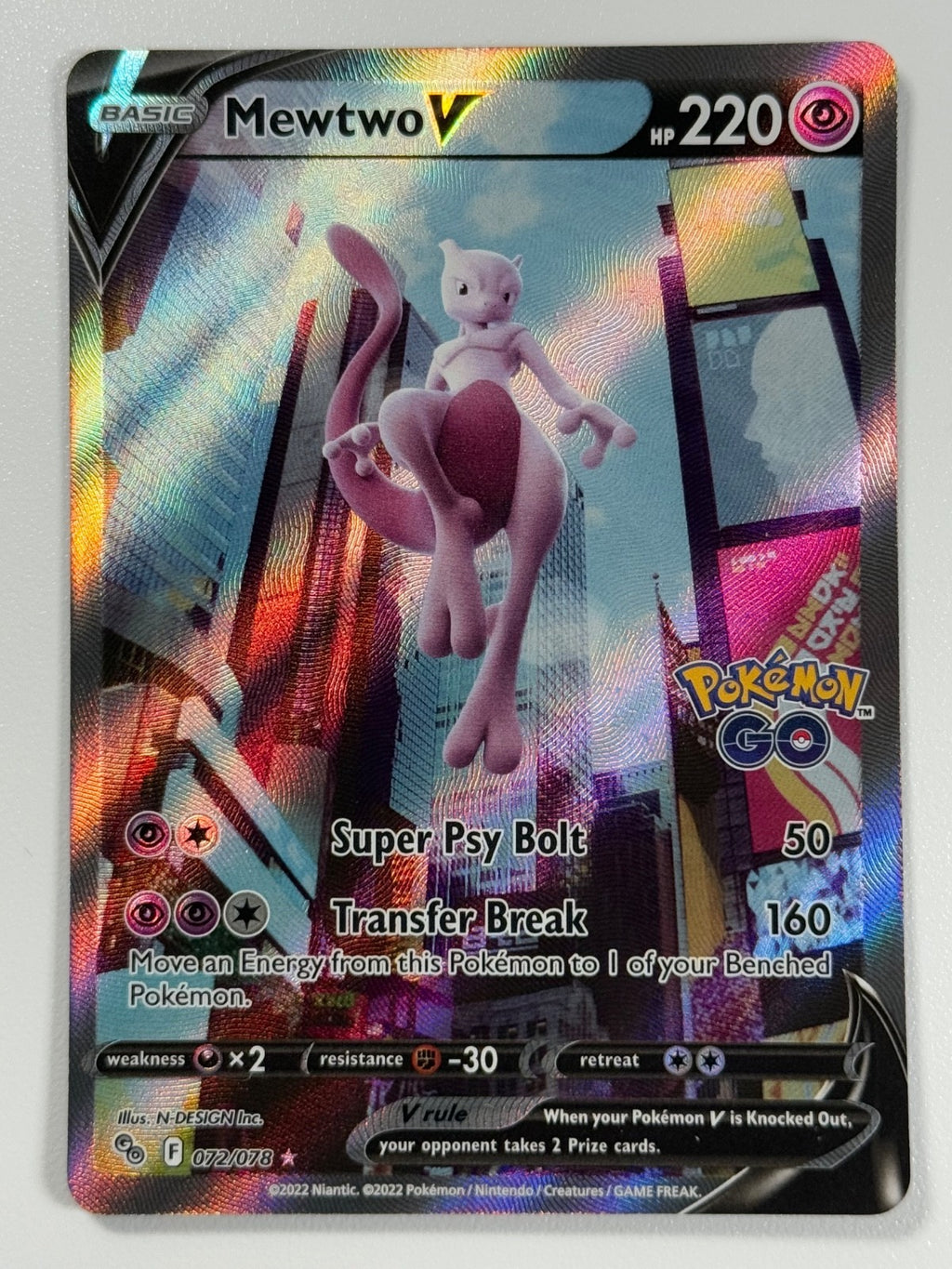 Pokémon Cards Mewtwo V 072/078 Pokemon Go Full Art Holo Rare0
