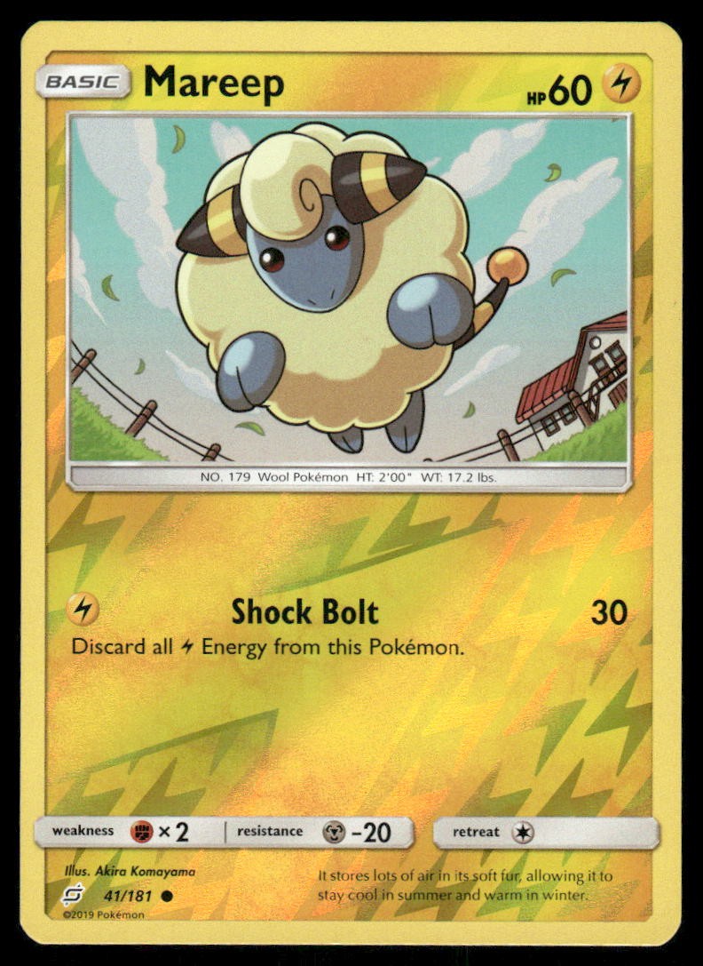 Pokemon Cards Mareep 41/181 Reverse Holo Team Up Sun & Moon NM0