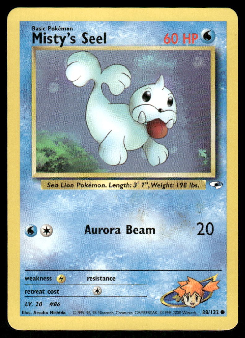 Pokemon Cards Misty's Seel 88/132 UNLIMITED Gym Heroes WOTC Common NM *20