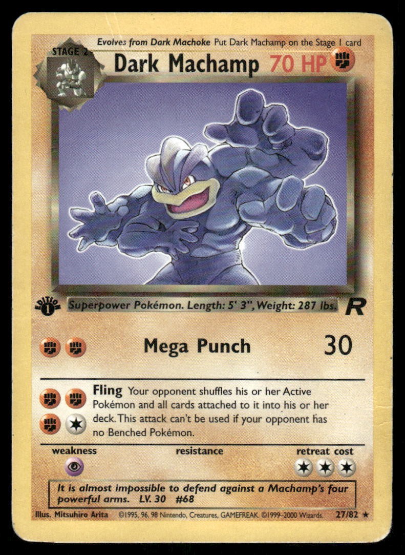 Pokemon Cards Dark Machamp 27/82 1ST EDITION Team Rocket Rare HP0