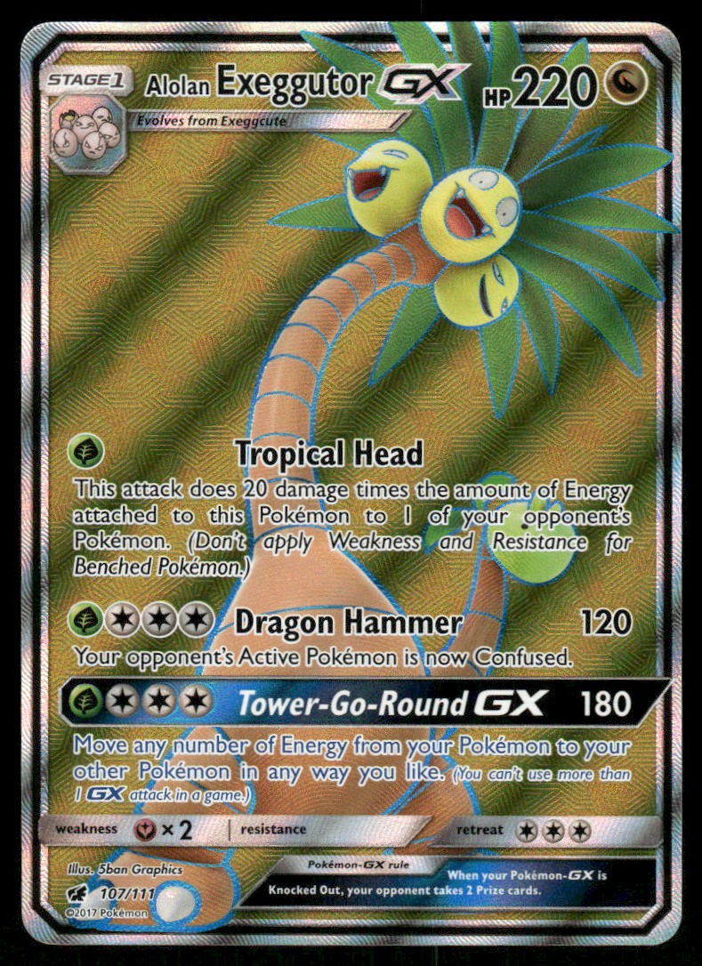 Pokemon Cards Alolan Exeggutor GX 107/111 Crimson Invasion Rare Ultra NM0