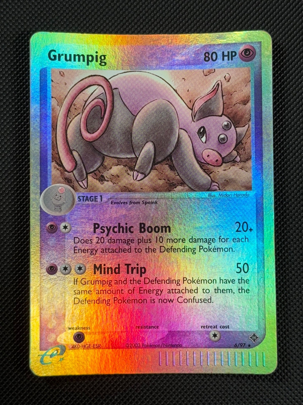 Grumpig 6/97 REVERSE HOLO Pokémon Card EX Dragon Holo Rare0