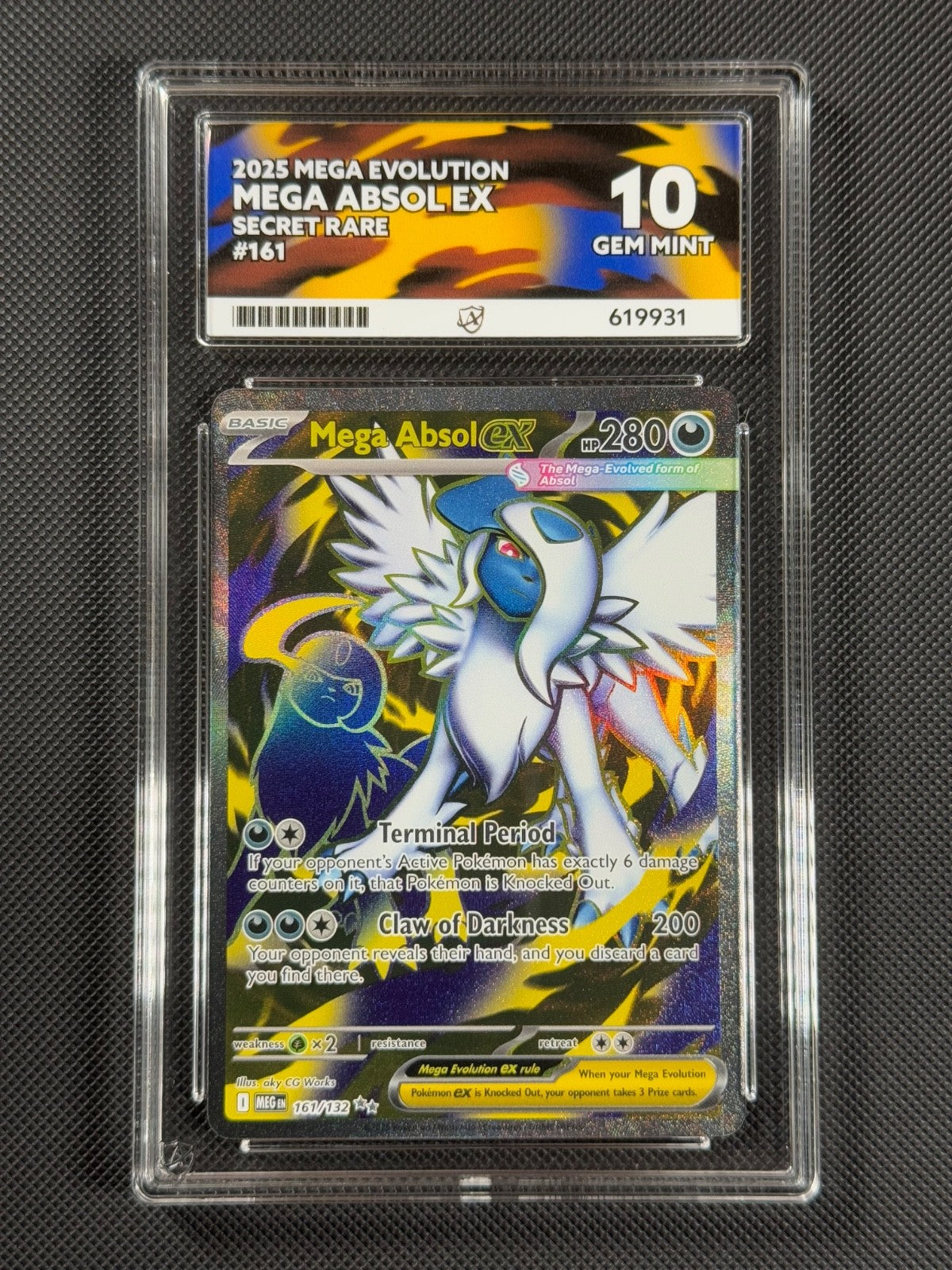 ACE 10 Mega Absol ex 161/132 SECRET RARE Pokémon Card Mega Evolution GEM MINT0