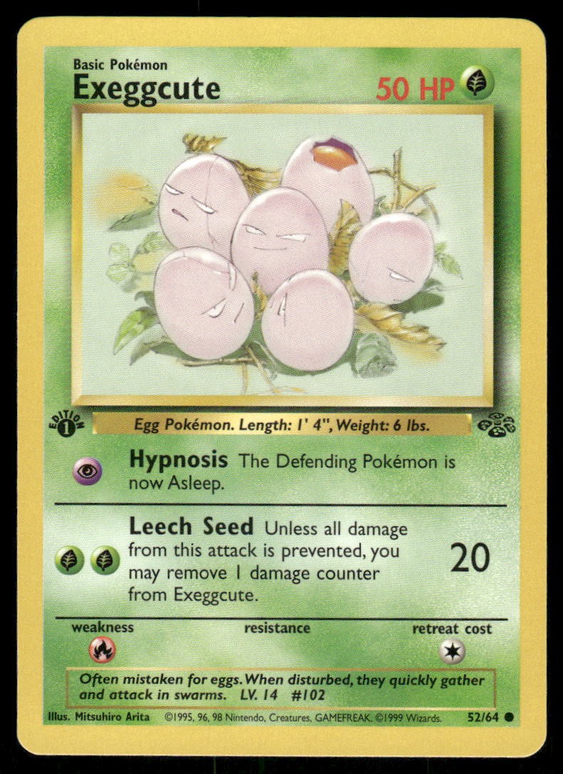 Pokemon Cards Exeggcute 52/64 1ST EDITION Jungle Common NM0