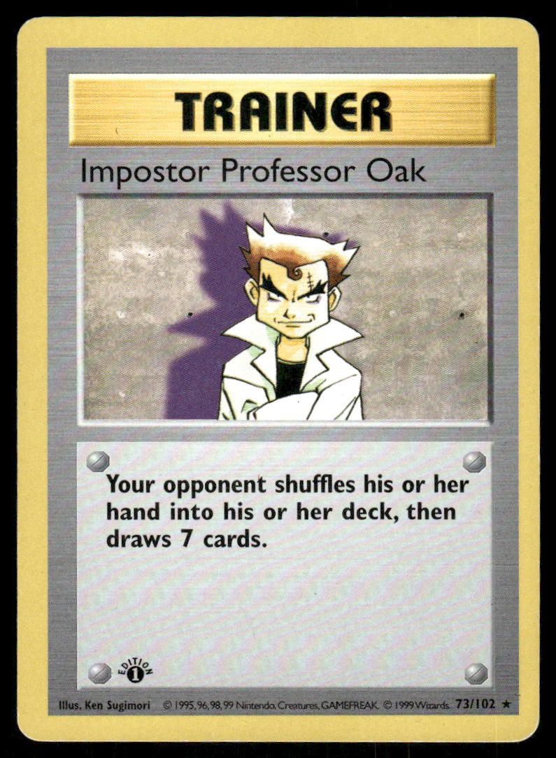 Pokemon Cards Impostor Professor Oak 73/102 1ST EDITION Base Set Rare MP0