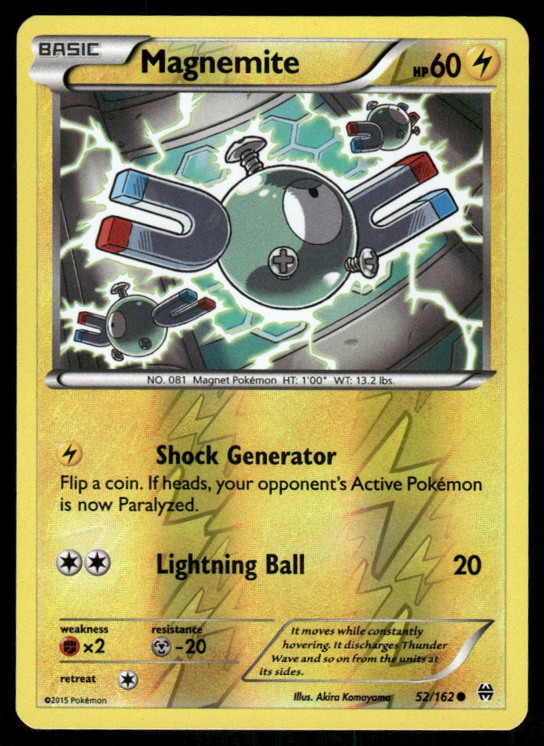 Pokemon Cards Magnemite 52/162 Reverse Holo BREAKthrough XY NM0