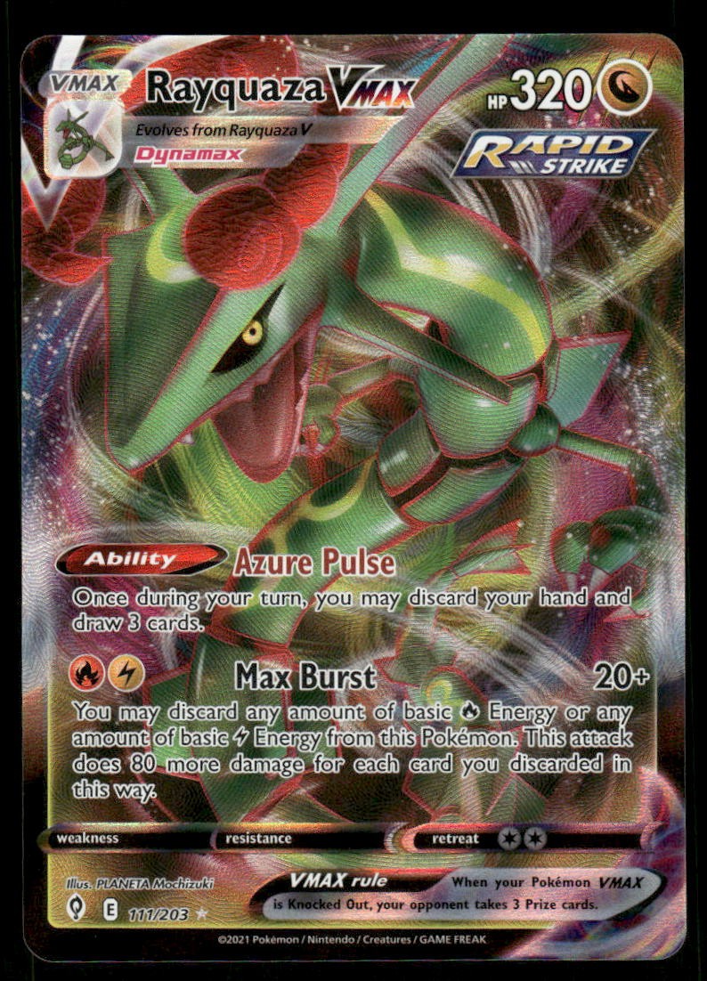 Pokemon Cards Rayquaza VMAX 111/203 Evolving Skies Holo Rare VMAX NM0