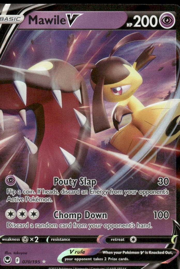 Pokemon Cards Mawile V 070/195 Silver Tempest Holo Rare V NM0